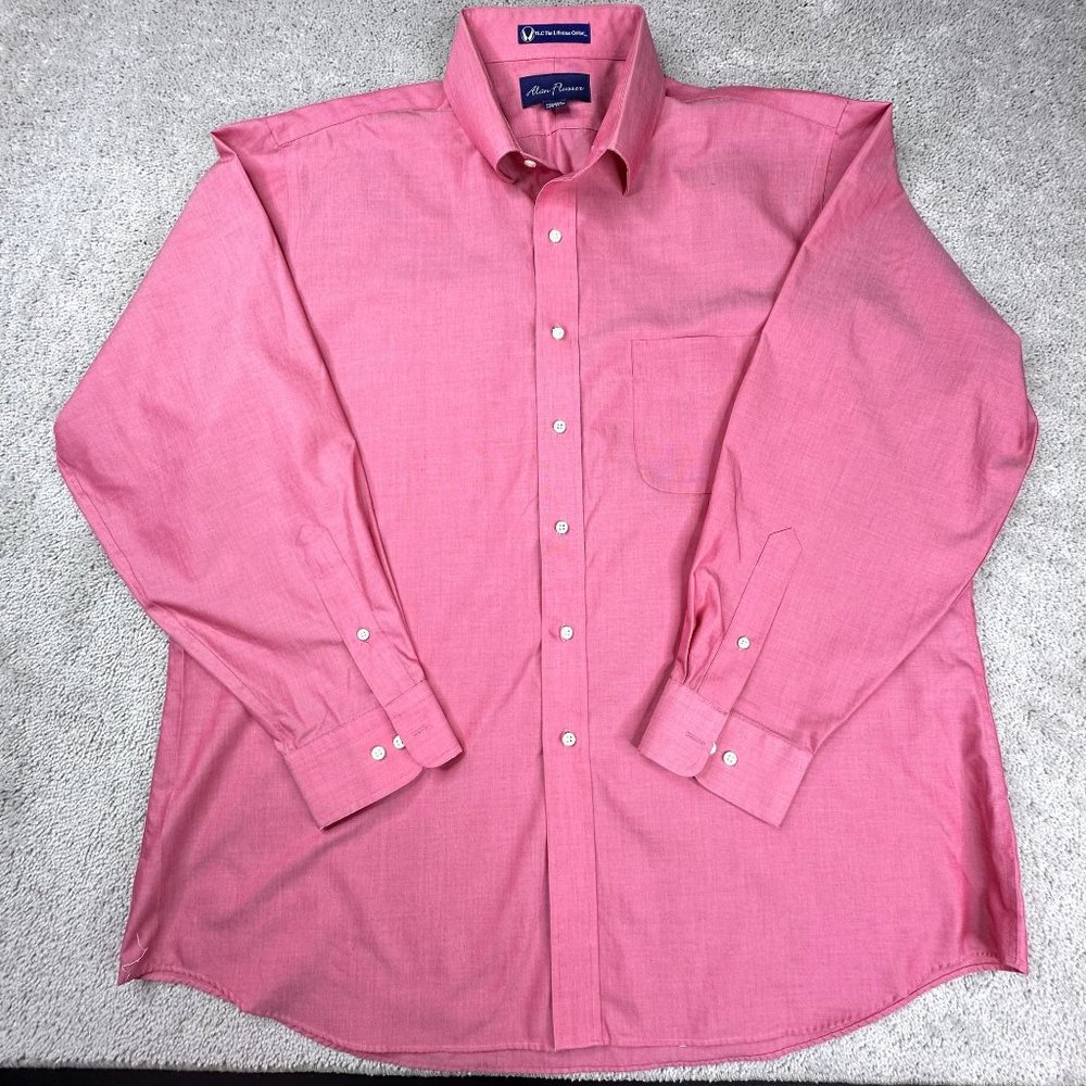 Alan Flusser Long Sleeve Button Front Shirt Size 17.5 XL Strawberry Color
